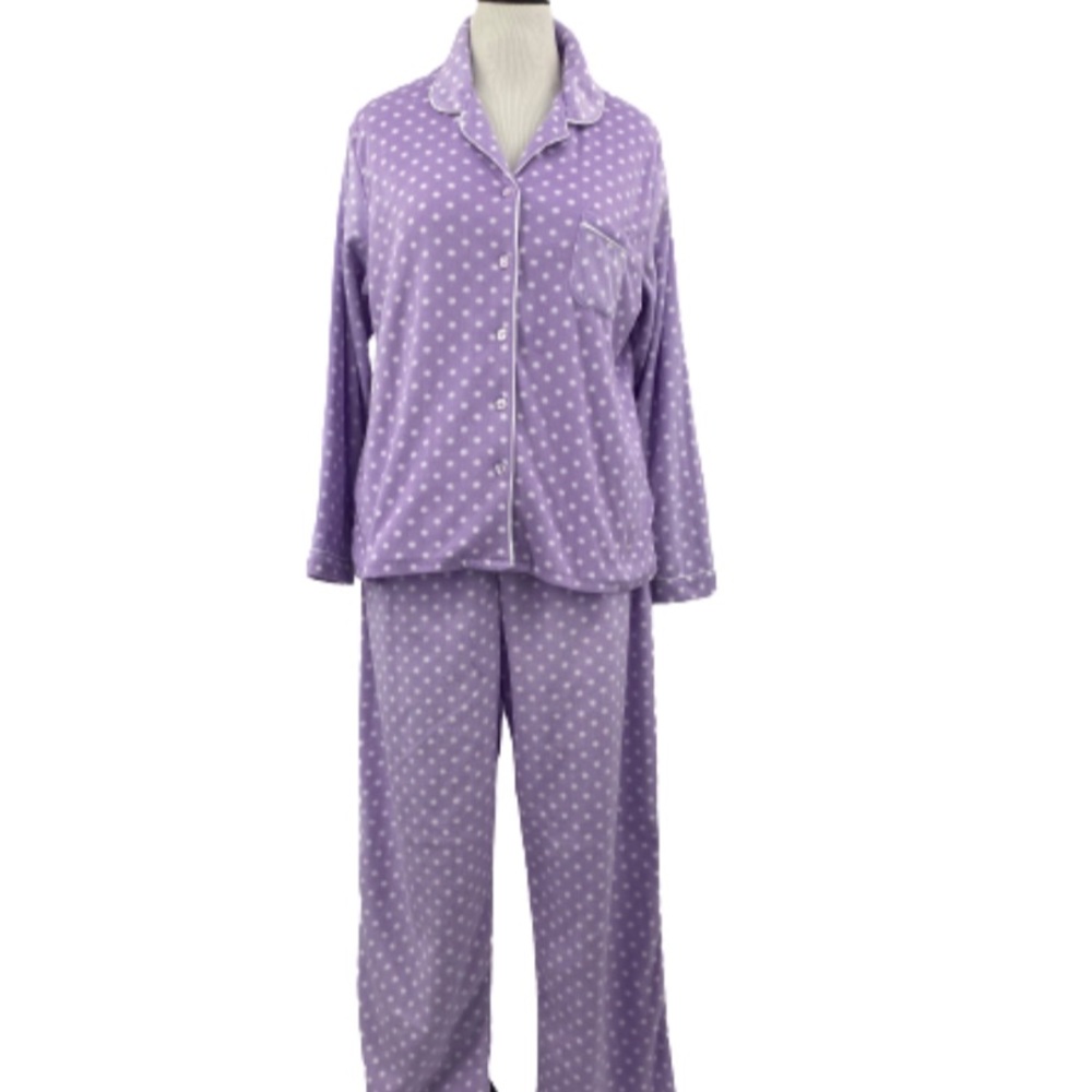 Aria Microfleece Sleepwear Pajama Set Purple White